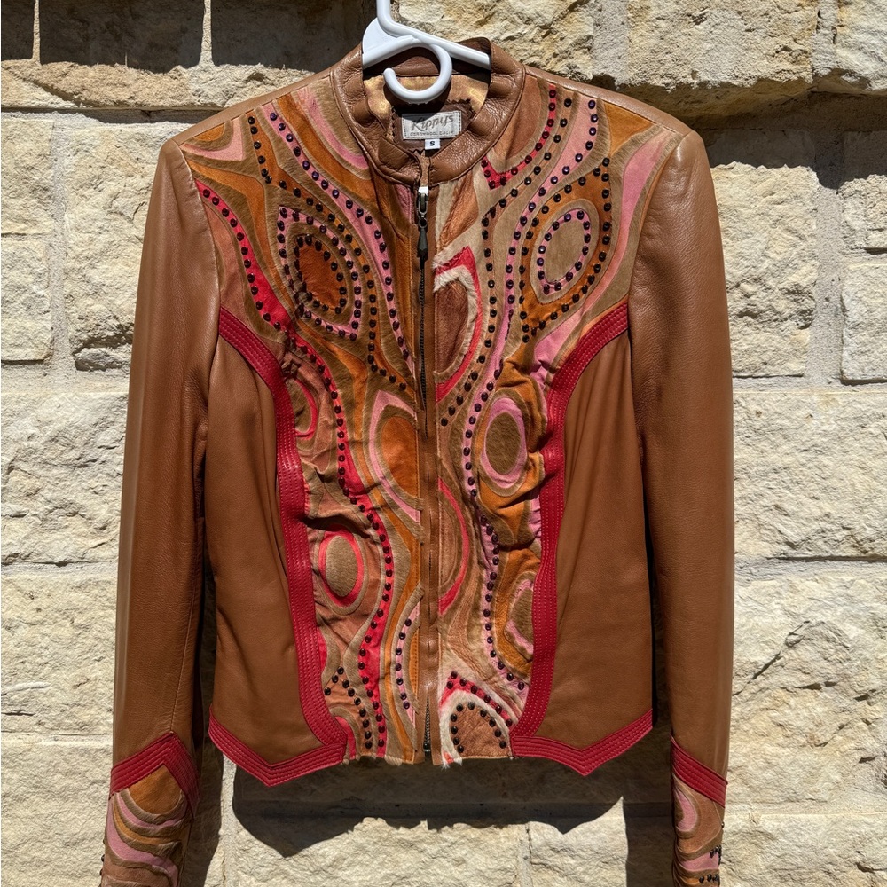 Kippy’s Brown and multi-colored with bling Leather Jacket